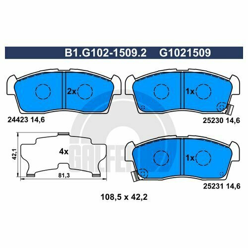 Комплект передних тормозных колодок Galfer B1G10215092 для Citroen C-ZERO; Mitsubishi i; Peugeot iOn; Suzuki Alto