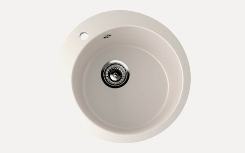 Изображение товара Каменная мойка для кухни врезная SURAGRAN S-13, 495 мм круглая, цвет белый/Раковина для кухни