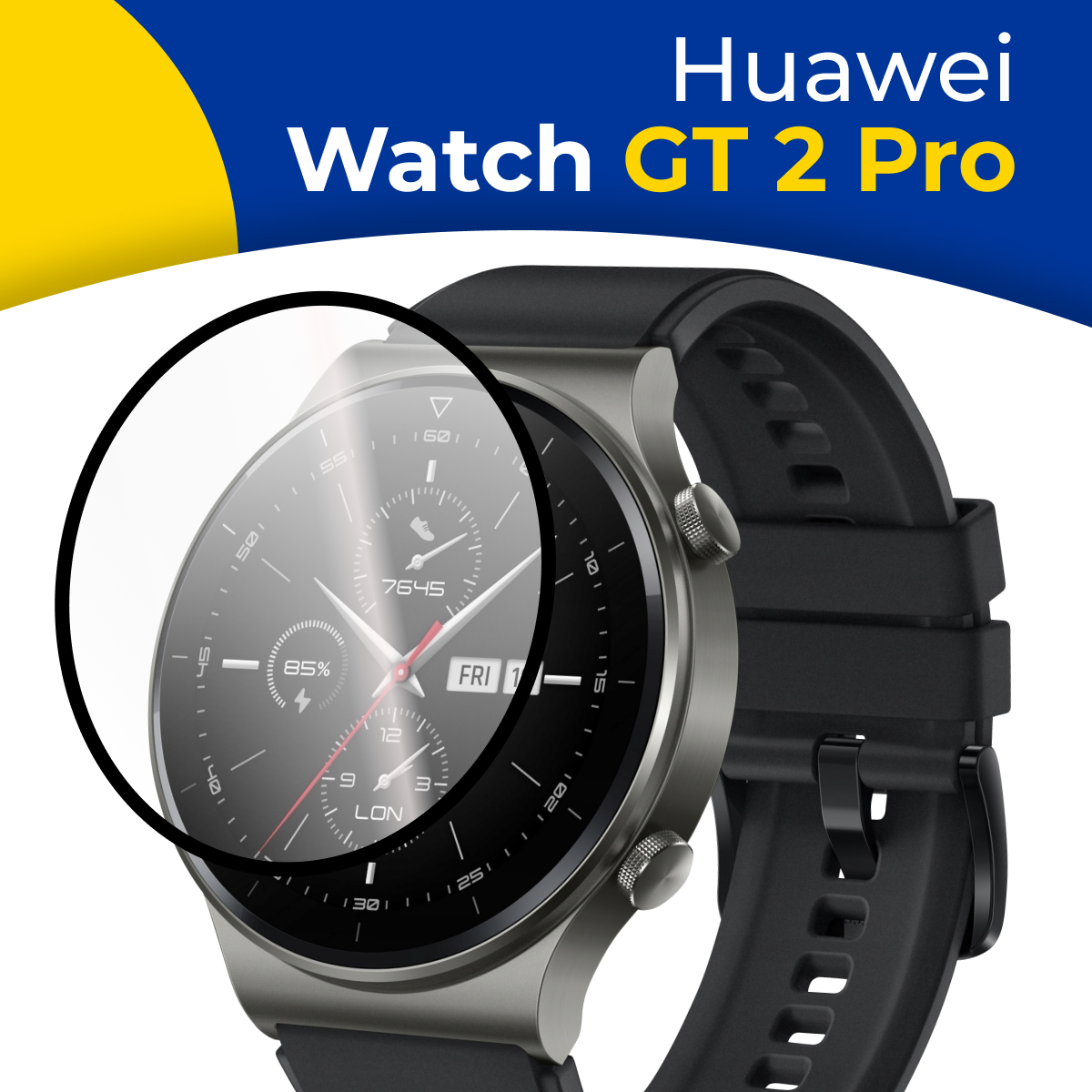 Гидрогелевая защитная пленка на смарт часы Huawei Watch GT 2 Pro / Самовосстанавливающаяся бронепленка для умных часов Хуавей Вотч ГТ 2 Про