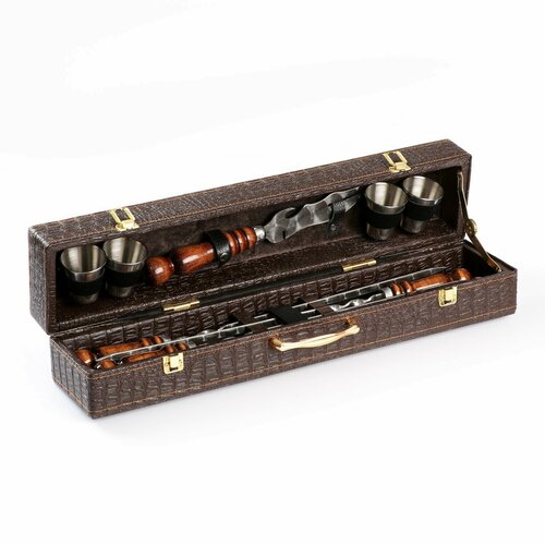 Набор с шампурами подарочный Элит-XS в коробке из эко-кожи 13 5916₽