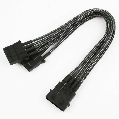 Разветвитель Nanoxia 4-pin MOLEX в 2 х 4-pin MOLEX, 20см карбон (NX4PY2EC) 4 контактный провод 20awg 4 контактный rgb светодиодный удлинительный кабель 20 проводной соединитель awg кабель для 3528 5050 светодиодный