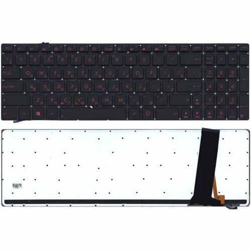Клавиатура для ноутбука Amperin AsusN56 N56V черная с красной подсветкой