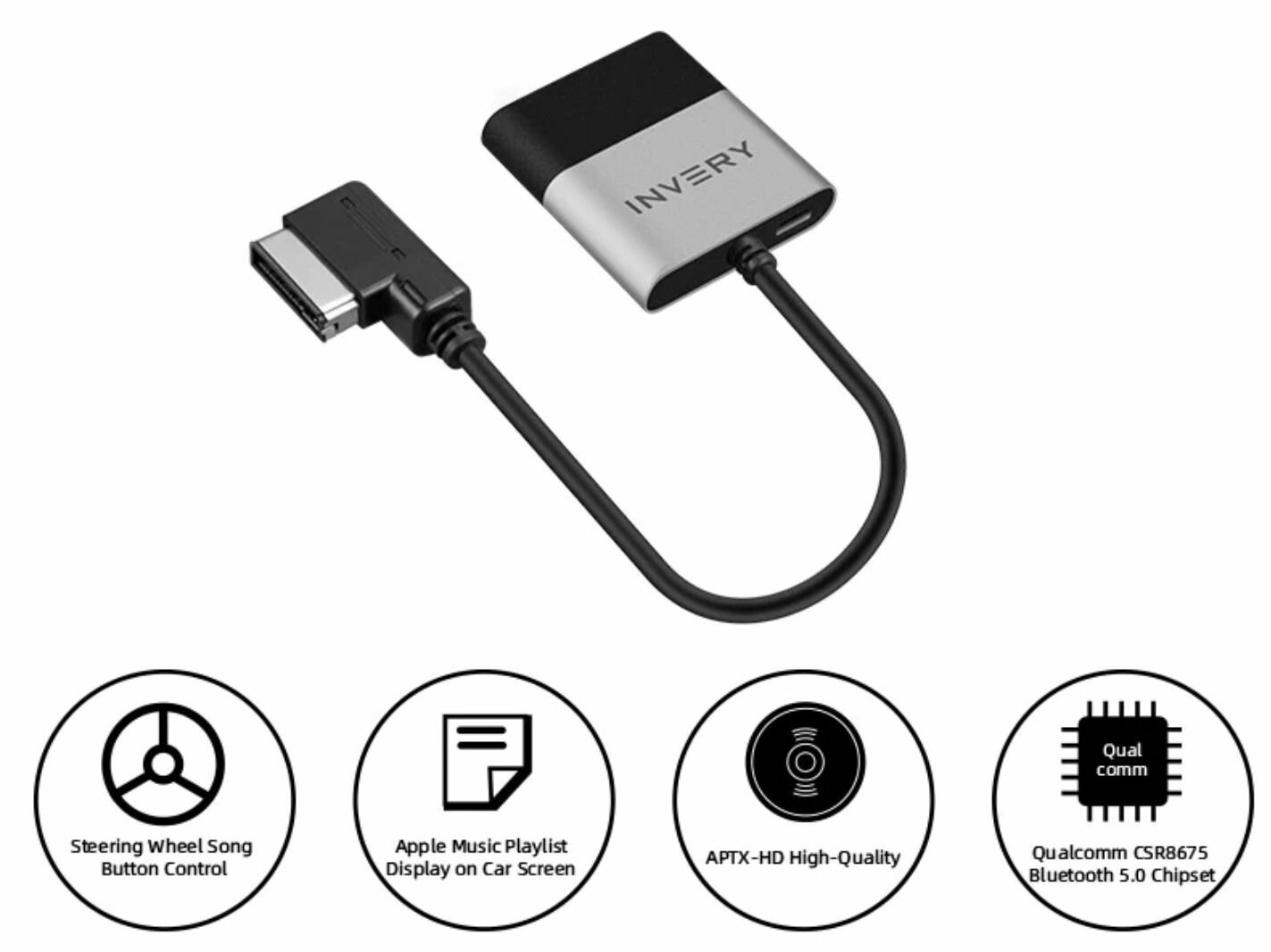 Bluetooth для Audi, Mercedes, Volkswagen, Skoda, INVERY c разъемом под AMI MDI MI (поддержка приключения теров на руле и магнитоле)