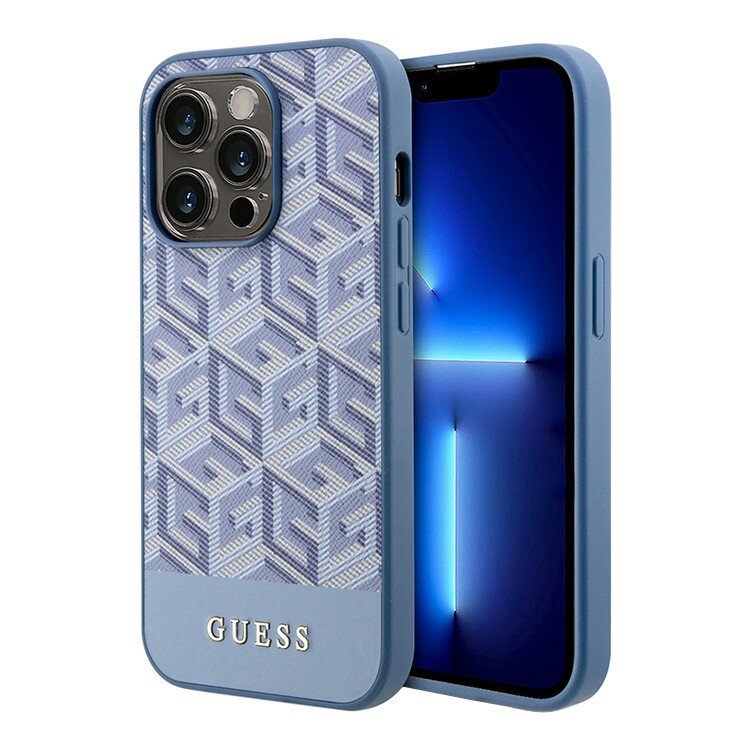 Guess для iPhone 15 Pro чехол PU G CUBE Hard Blue (MagSafe)