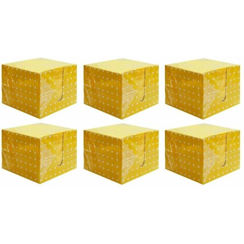 Перышко Салфетки Желтый цвет в горох, в коробке, 2 слоя, 24х24, 85 шт, 6 шт.
