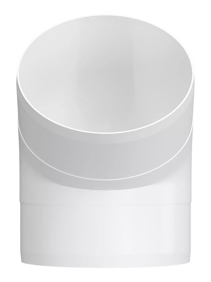 Колено отвод 100 мм для круглых воздуховодов 10ККП 45°, диаметр 100 мм, угол 45°, пластик белый, круглый, ERA — фото 1