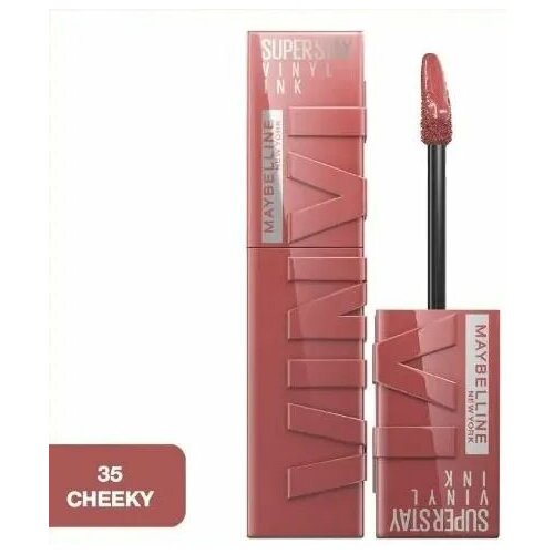 фото Maybelline new york помада для губ super stay vinyl ink, 35 cheeky, жидкая стойкая сияющая, 4.2 мл