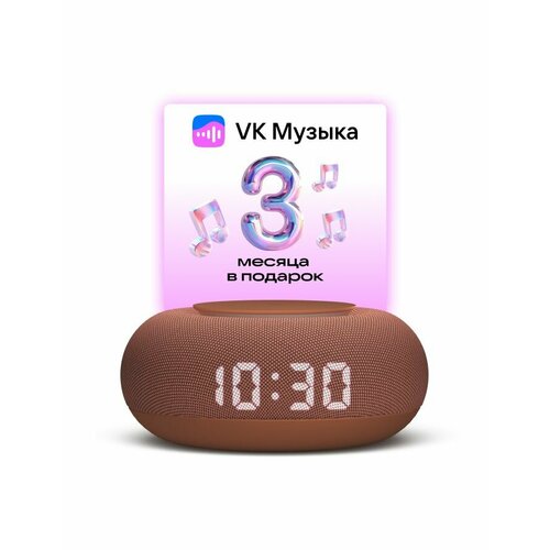 Умная колонка VK Капсула Мини с голосовым помощником Марусей, MRC02, Терракотовая, 3 месяца подписки VK + Wink в подарок коричневый