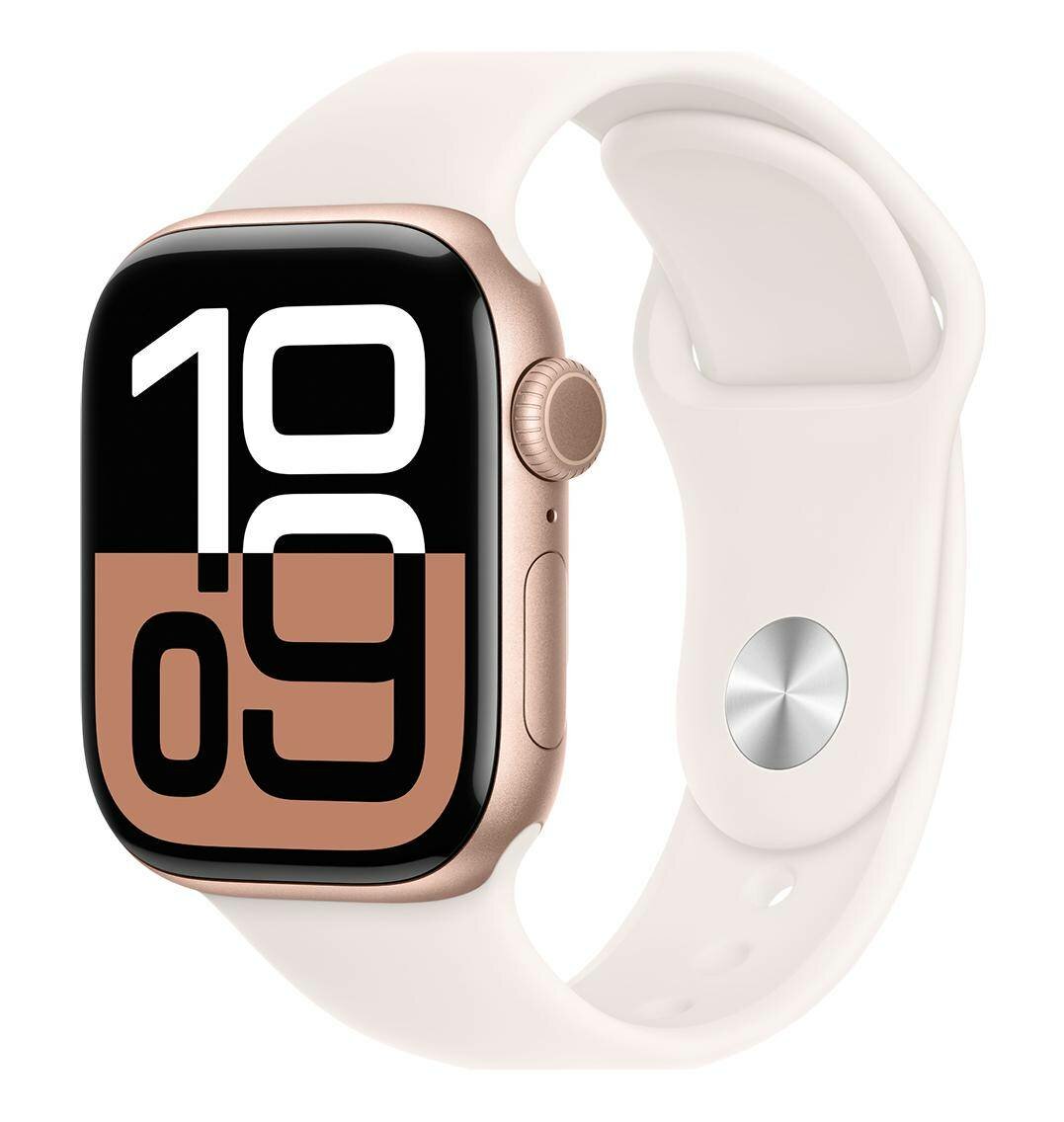 Apple Watch Series 10 GPS 42mm Aluminium Case with Rose Gold/Light Blush Sport Band S/M (MWWH3)
