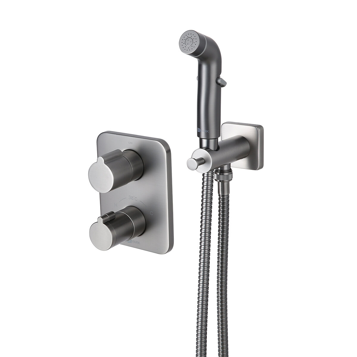 Смеситель Lemark Bronx LM3740GM с гигиеническим душем термостатический встраиваемый