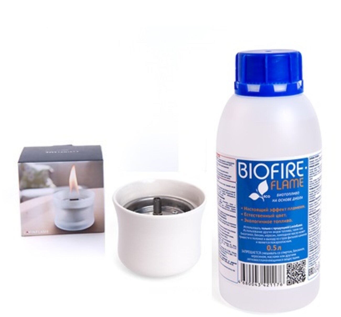 Биосвеча "Слим" в комплекте с биотопливом "Biofireflame", топливо 0,5 литра