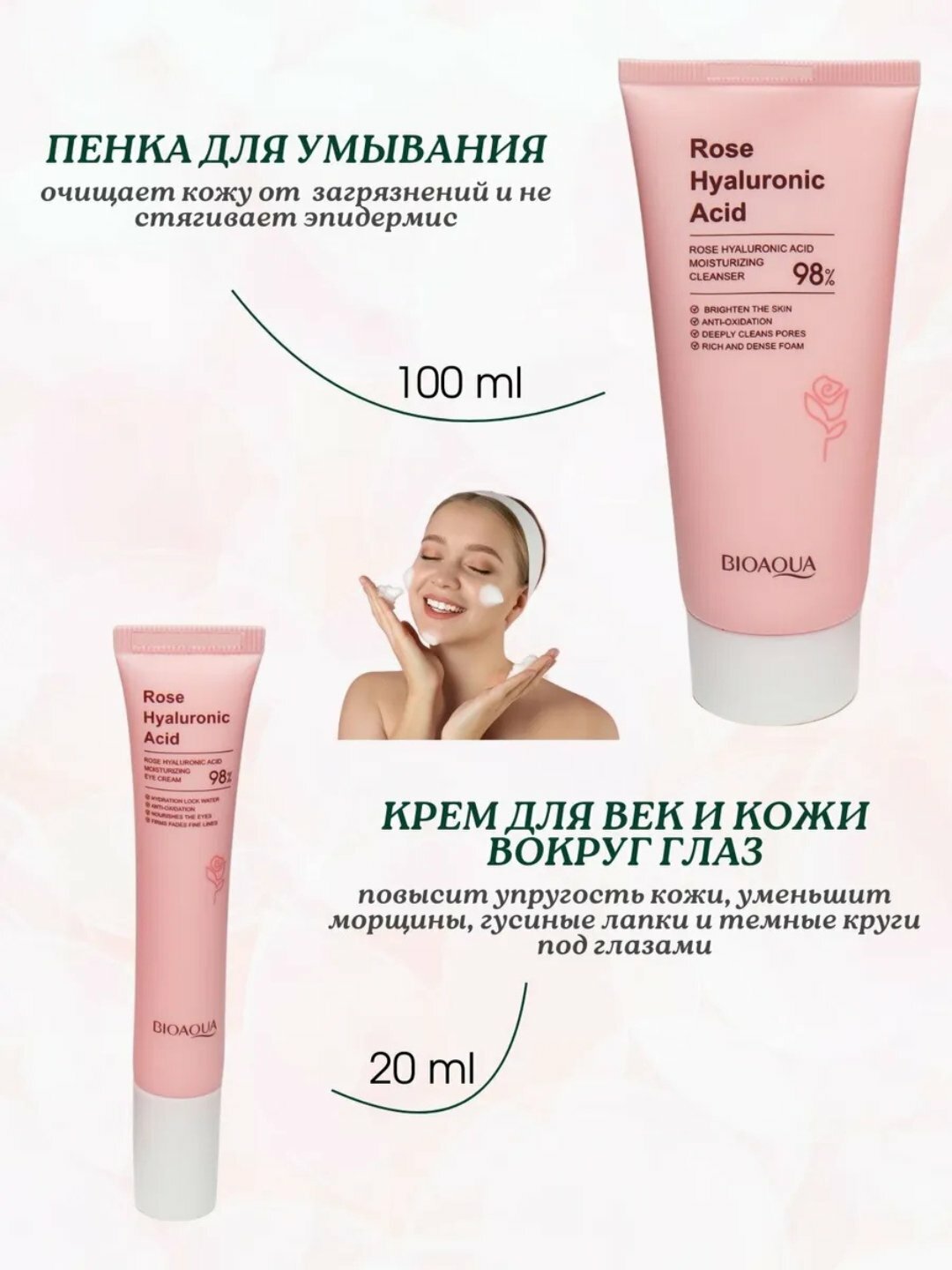 Подарочный набор косметики BioAqua Rose Essense, 6 в 1, уход за лицом и телом — фото 1