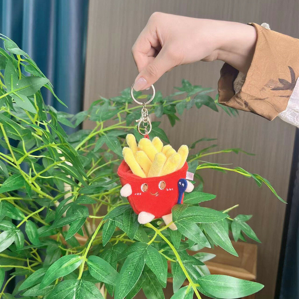 Изображение Очаровательный брелок из мягкой игрушки с изображением гамбургера, картофеля фри и хот-дога для украшения сумки