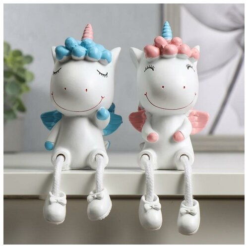 фото Сувенир полистоун "единорог с длинными ножками" набор 2 шт 20х7х7,5 см нет бренда