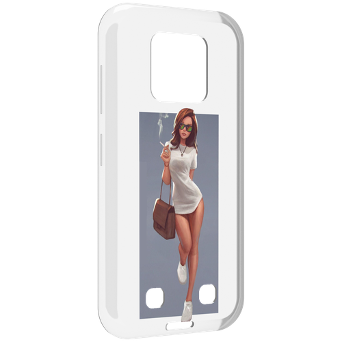 Чехол MyPads девушка-в-белой-футболке женский для Oukitel WP18 задняя-панель-накладка-бампер