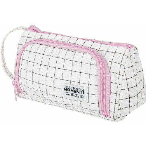 Пенал-косметичка BRAUBERG с ручкой 1 откидная планка полиэстер 22108 см Checkered white 271558 Квант продажи 1 ед 1163₽