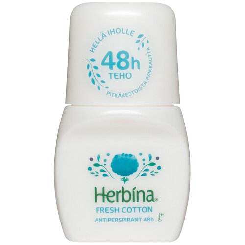 Шариковый антиперспирант HERBINA Хлопок, без спирта, 48 ч, 50 мл