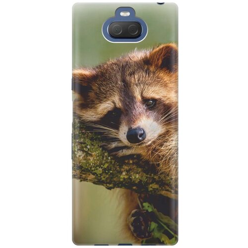 фото Cиликоновый чехол на sony xperia 10 / xa3 / сони иксперия 10 с принтом "задумчивый енот" gosso