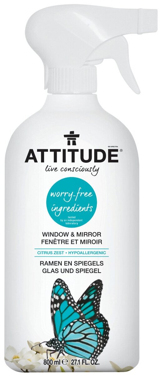 Спрей ATTITUDE Window & Mirror для стекол и зеркал, 800 мл