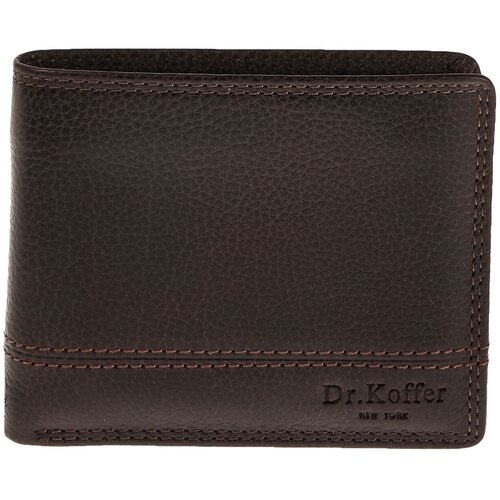 фото Кошелек dr.koffer, натуральная кожа, зернистая фактура, без застежки, коричневый