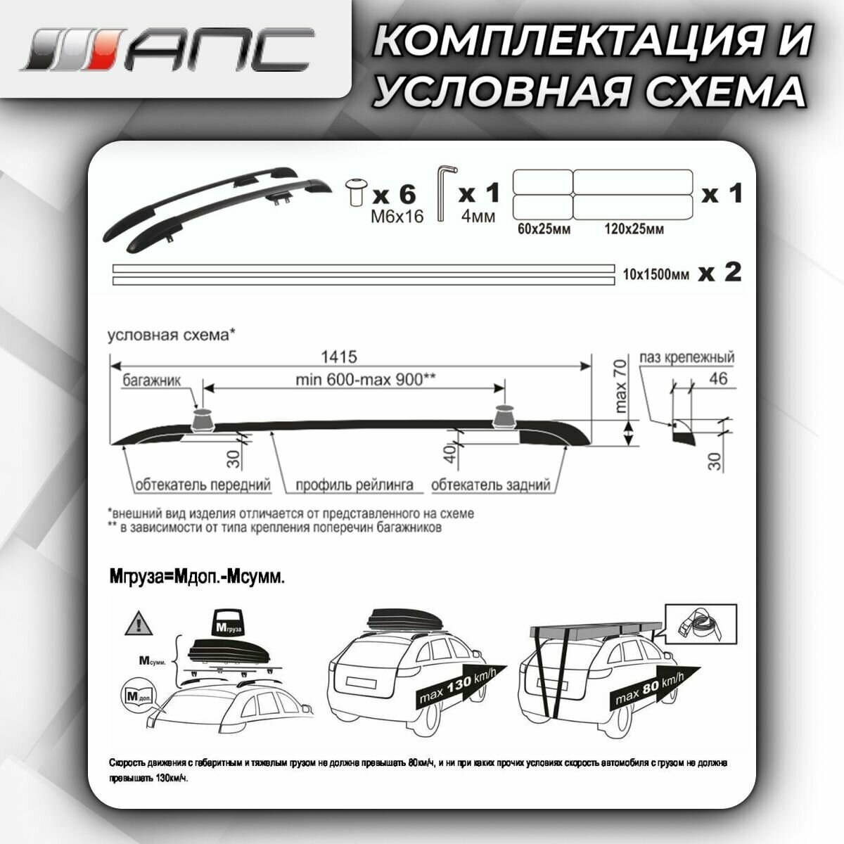 АПС рейлинг Renault-Logan новый 2014- 0225-БП-02 черный