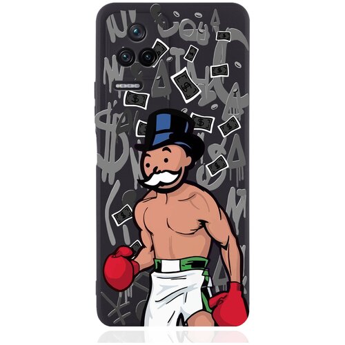 Черный силиконовый чехол для Poco F4 Monopoly Boxing Монополия Боксер