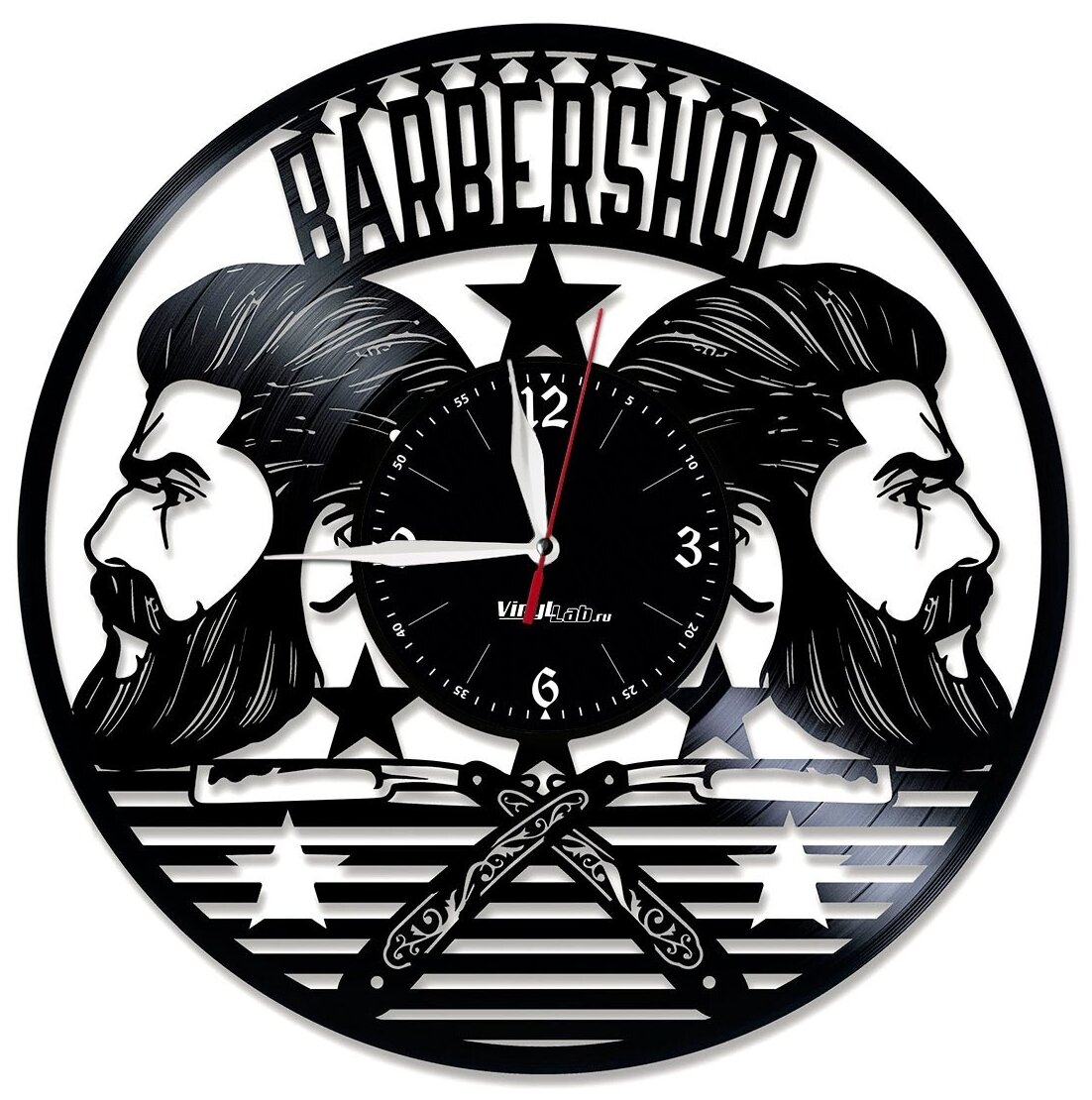 Часы из виниловой пластинки (c) VinylLab Барбершоп