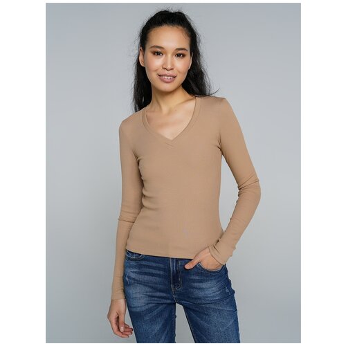 фото Футболка с длин.рукавом твое 75176 размер m, бежевый, women