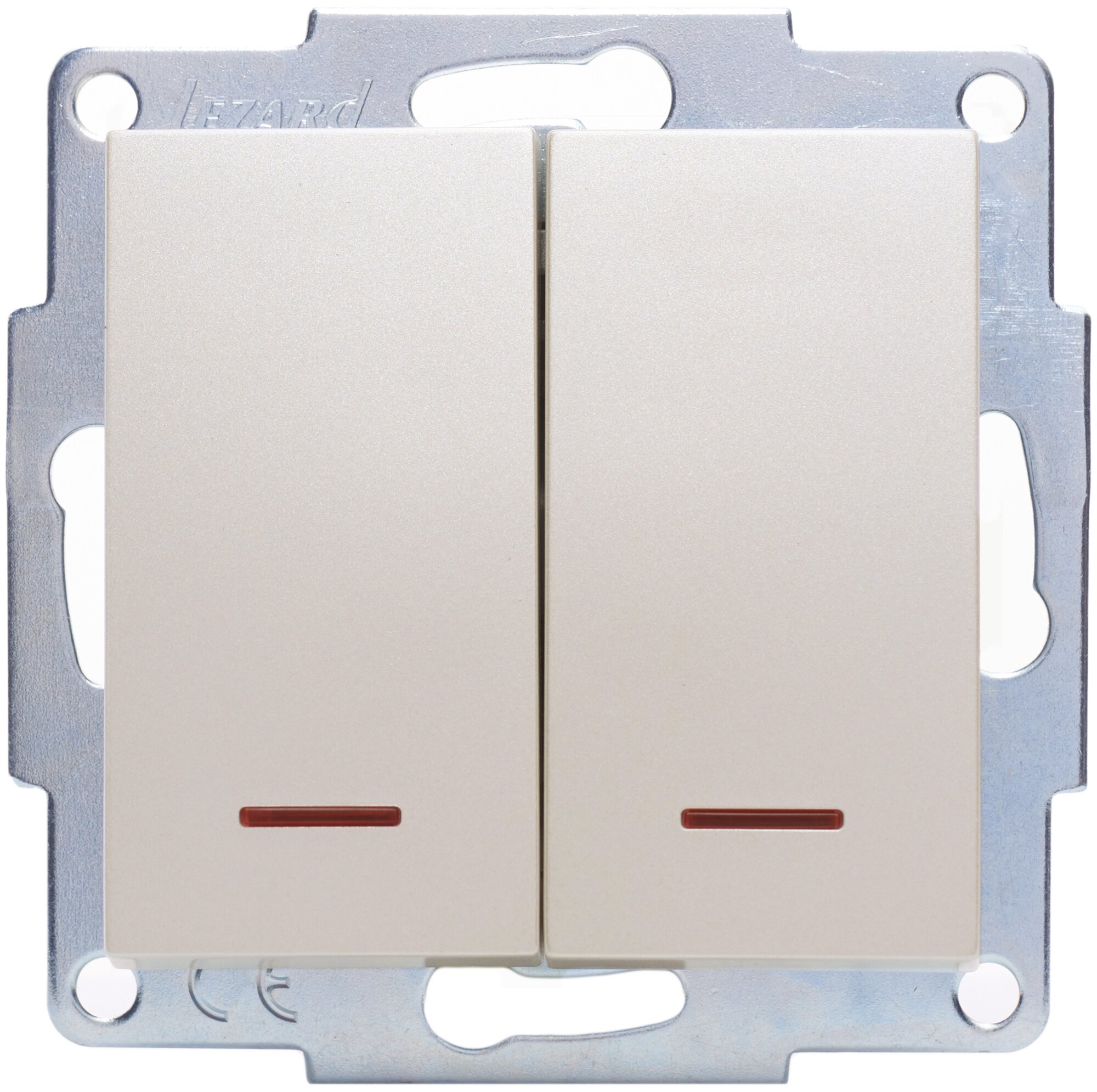Lezard VESNA Выключатель двойной с подсветкой жемчужно-белый перламутр 742-3088-112