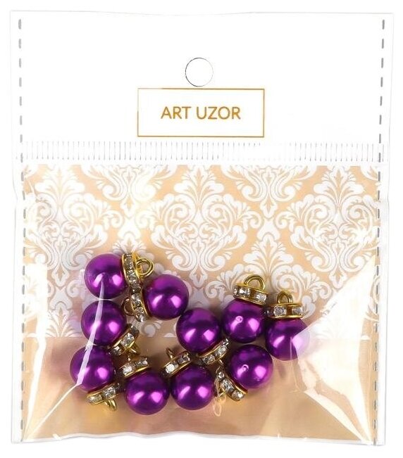Арт Узор декор Фиолетовая жемчужина с петелькой (4780330)