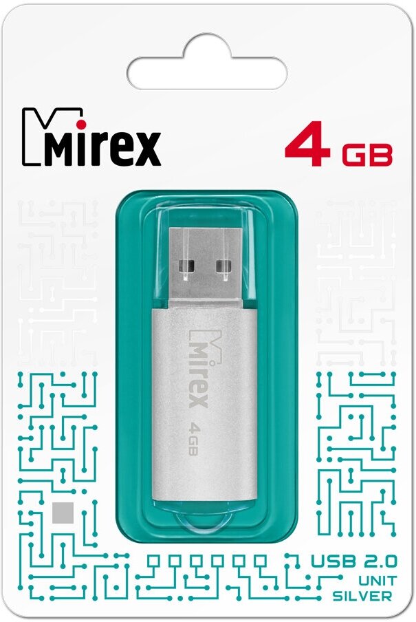 Флешка USB Flash Drive MIREX UNIT SILVER 4GB