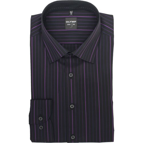 Рубашка мужская OLYMP Level Five Body Fit черно-фиолетовая полоска арт. 80486498 размер 37