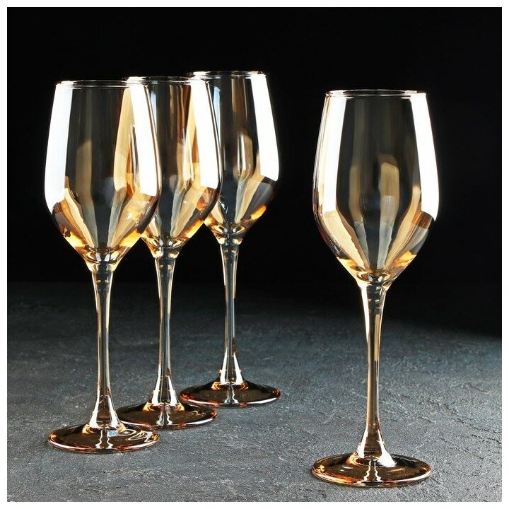 Luminarc Набор стеклянных бокалов для вина «Золотой мёд», 270 мл, 4 шт, цвет золотой