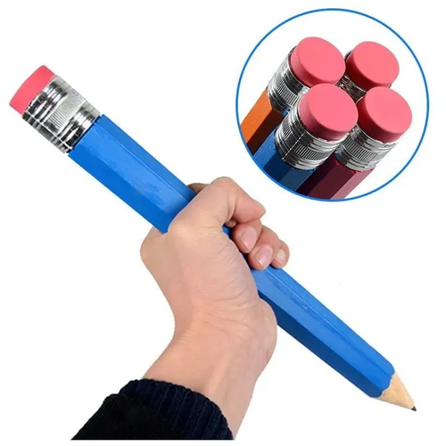 Чернографитный гигантский карандаш Карамба с ластиком (синий)