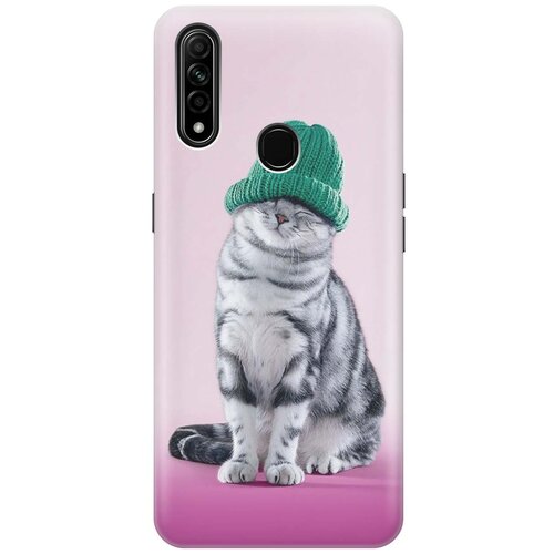 фото Cиликоновый чехол на oppo a31 / оппо а31 с принтом "кот в зеленой шапке" gosso