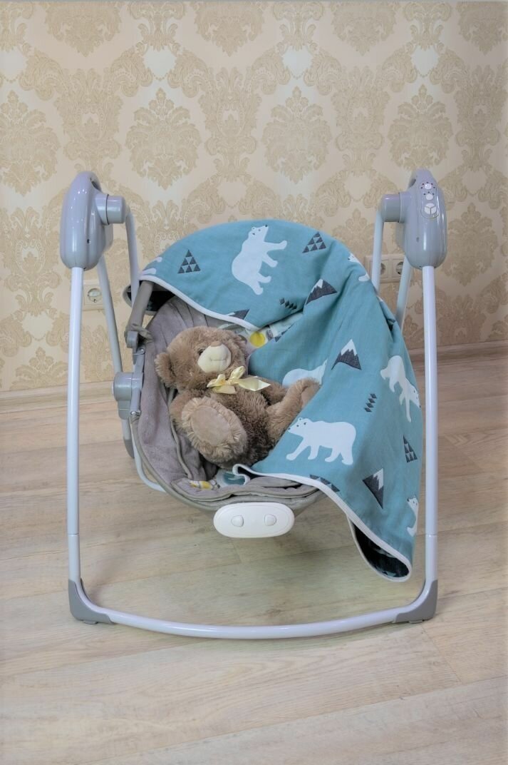 Детский Плед-покрывало 110х110 хлопок для малышей и новорожденных / плед покрывало в кроватку в коляску в подарок и на выписку из роддома