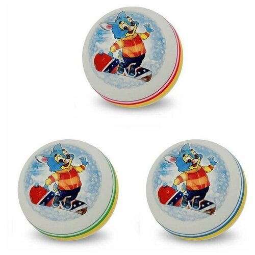 Мяч с рисунком Заяц на сноуборде, 150 мм, 1 шт