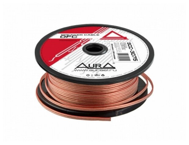 AURA SCC-3075 Кабель акустический 2х0,75мм 18AWG OFC прозрачный AURA SCC-3075