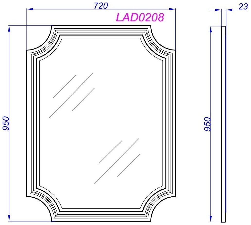 Зеркало Aqwella La Donna LAD0207W 72x95 см, 72х95 см - фотография № 4