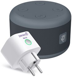 Умная колонка Prestigio Smartvoice + интеллектуальная розетка Power Link, белый/серый