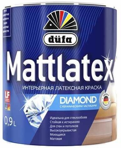 Краска интерьерная dufa Mattlatex Diamond 0,9 л белая (база 1)