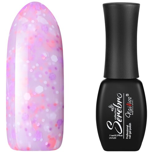 Гель-лак для ногтей Serebro Йогурт №02 с конфетти для маникюра и педикюра, 11 мл