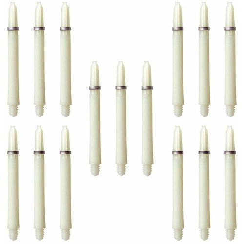 Хвостовики (15 шт) для дротиков Winmau Nylon с колечками (Medium, White). Аксессуары для Дартс. Белый цвет.