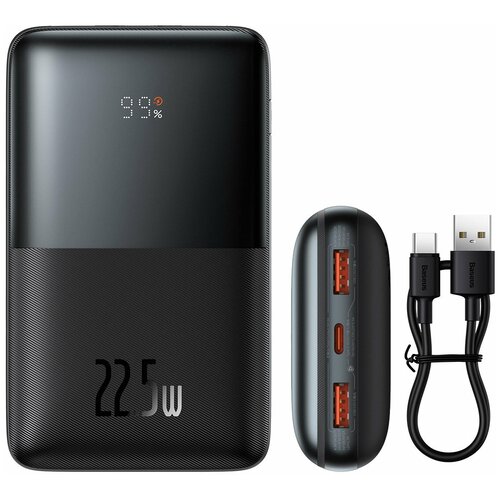 Внешний аккумулятор повербанк Baseus Bipow Pro Power Bank 20000mAh 225W Black Cable USB to Type-C 3A 03m 326600₽