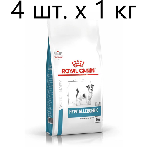 Сухой корм для взрослых собак Royal Canin Hypoallergenic HSD 24 Small Dog, при аллергии, 4 шт. х 1 кг (для мелких пород) royal canin hypoallergenic hsd 24 small dog полнорационный сухой корм для взрослых собак мелких пород при пищевой аллергии или непереносимости диетический