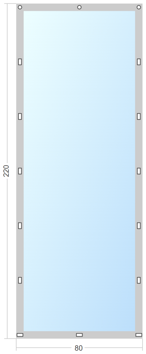 Мягкое окно Софтокна 80х220 см съемное, Скоба-ремешок, Прозрачная пленка 0,7мм, Серая окантовка, Комплект для установки - фотография № 3
