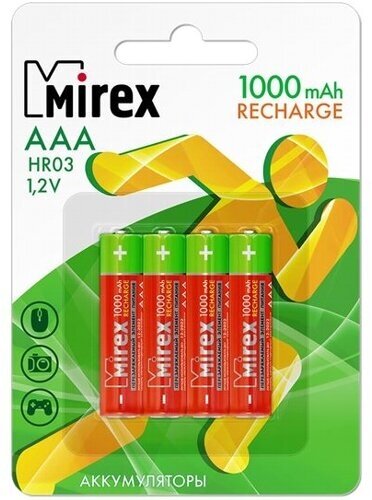 Аккумулятор ААА Mirex HR03 1000мА/ч Ni-Mh в блистере 4шт.