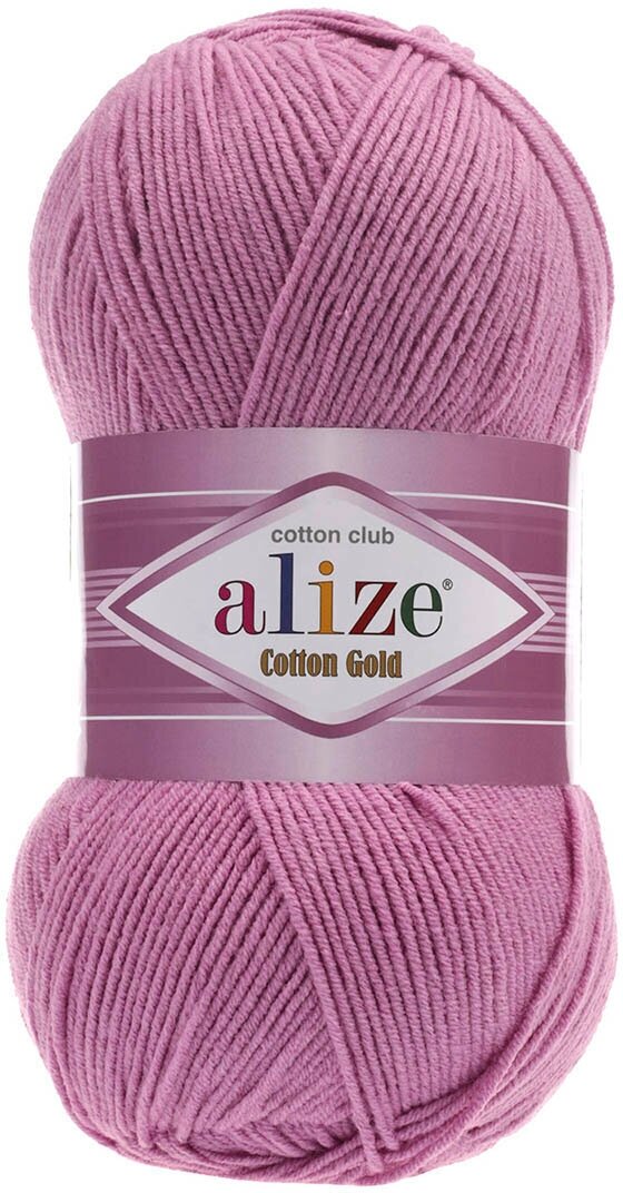 Пряжа для вязания ALIZE 'Cotton gold', 100г, 330м (55% хлопок, 45% акрил), ТУ (98 розовый), 5 мотков