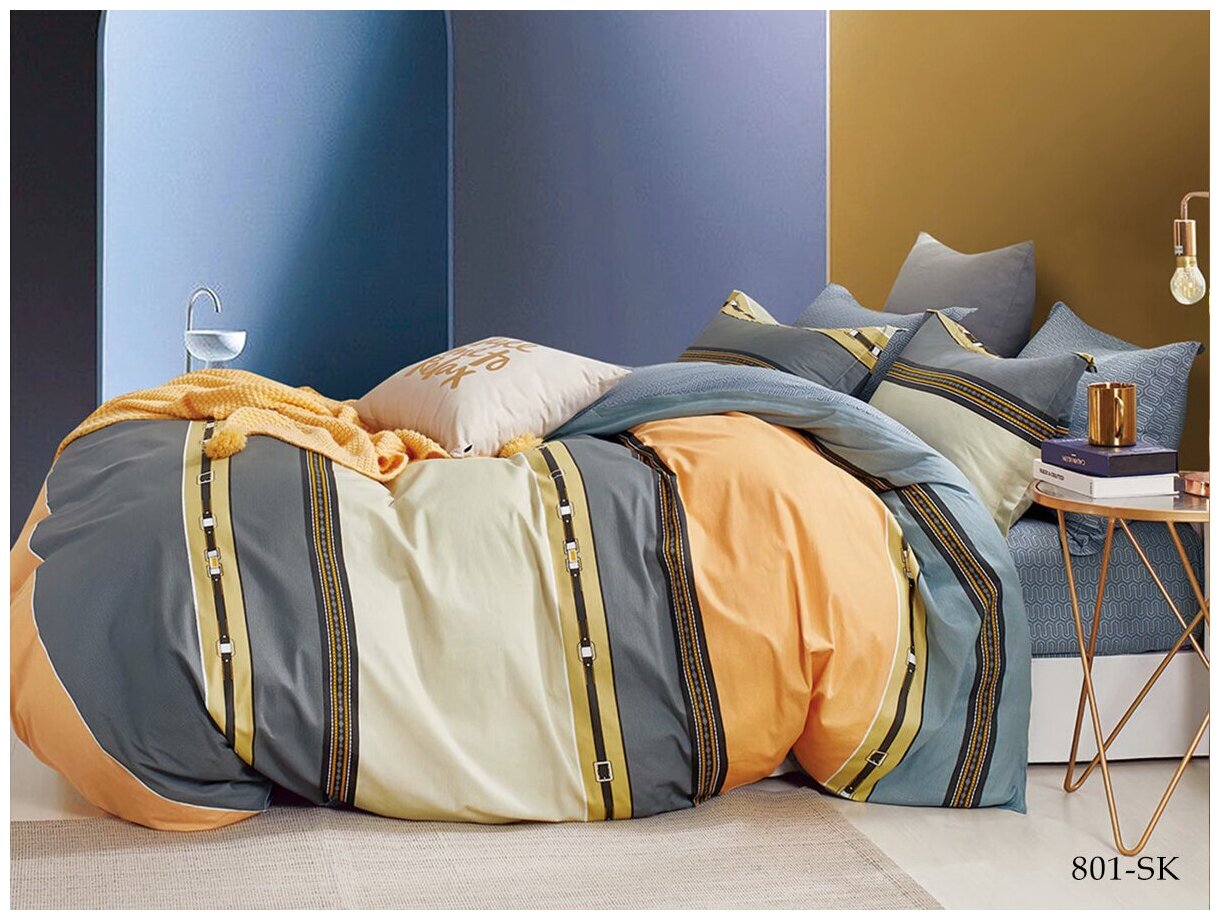 Комплект постельного белья из сатина 801-SK Cleo (разноцветный), 2,0 спальный (наволочки 50x70) - фотография № 1