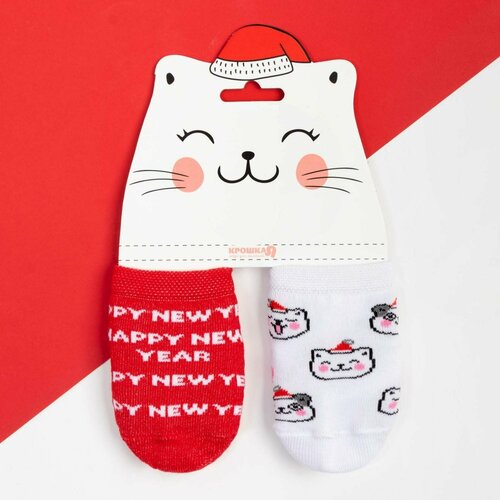 фото Носки крошка я 2 пары, размер 8, красный, белый